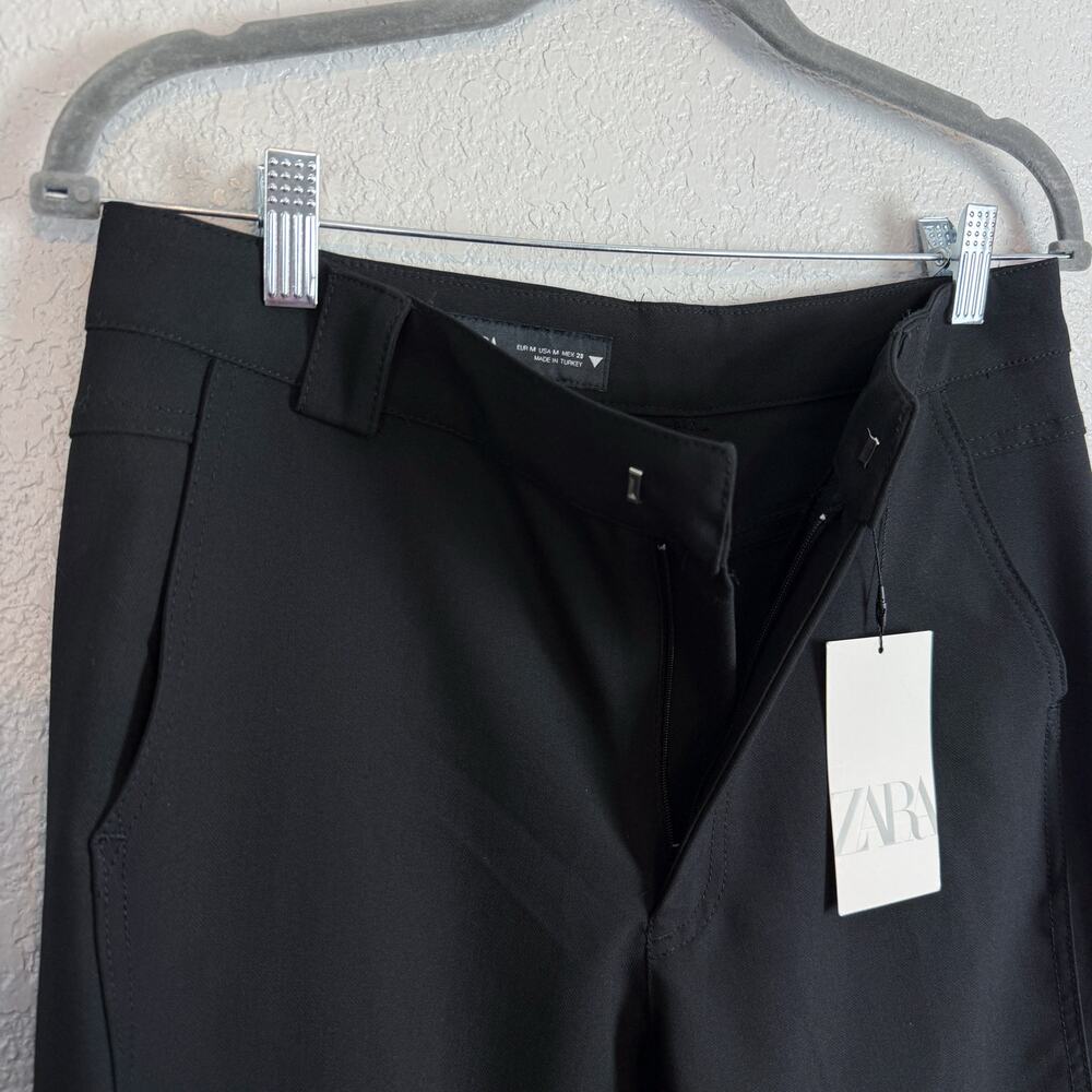 Zara NWT Wide Leg High Rise Black Trouser Pants M - Office, Casual, Versatile - Picture 8 of 12